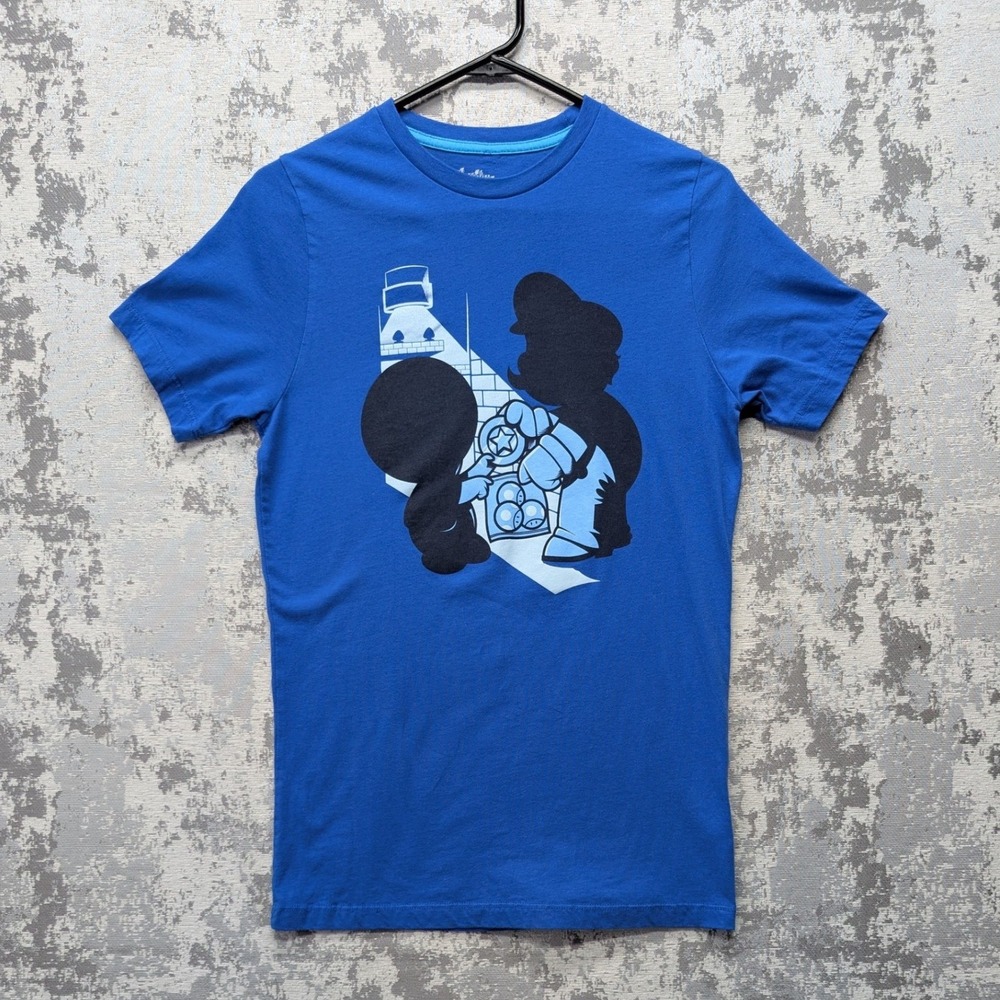 Threadless Small Guys Magic Mushrooms Mario T Shirt Blue Size Small